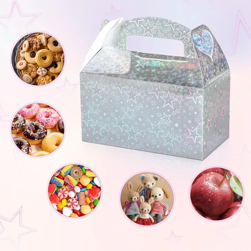 Miniatura 4 de Naleyber Caja de regalo de fiesta de estrellas iridiscentes, 24 cajas holográficas a dos aguas para dulces, regalos de dulces, cajas brillantes