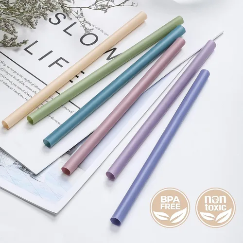 Miniatura 3 de 100 piezas de pajitas grandes para batidos, pajitas desechables de plástico de boca ancha, pajitas de plástico coloridas para batidos, licuados