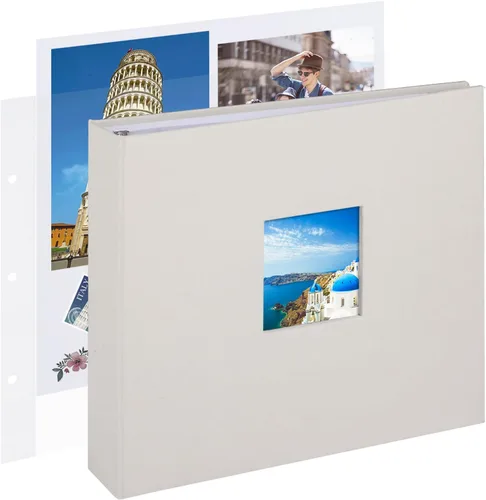 1DOT2 Álbum de fotos de 10 x 10 pulgadas con 3 anillos para manualidades, con 30 fundas de plástico, 60 páginas y cubierta de tela para bebés, Tapa