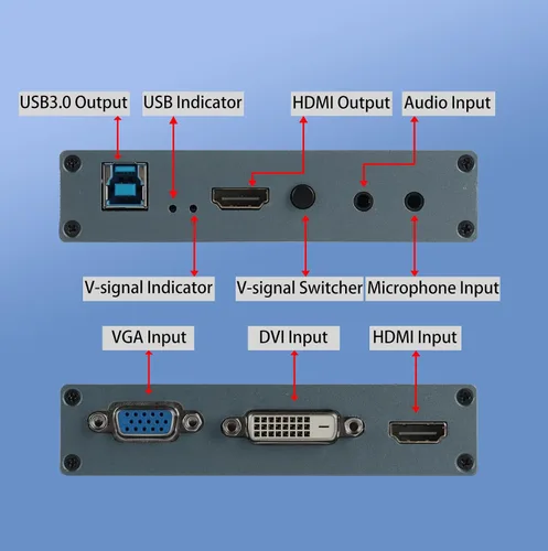 Miniatura 3 de Tarjeta de captura HDMI 4K DVI/VGA a USB 3.0 Tarjeta de captura Full HD 1080P 60FPS Plug & Play, no necesita controlador Tarjeta de captura de video