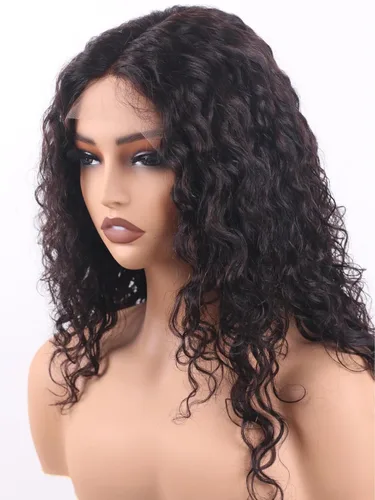Miniatura 55 de Peluca de cabello humano con encaje frontal en T de 13 x 4 pulgadas, peluca de encaje HD rizado profundo sin pegamento, línea de cabello