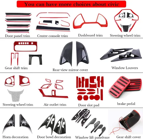 Miniatura 7 de Persianas de fibra de carbono ABS con impresión de fibra de carbono para ventana lateral trasera, rejillas de ventilación de aire, para Honda Civic