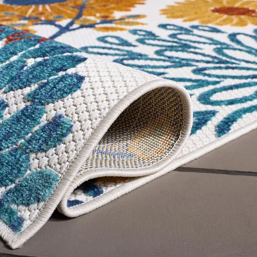 Miniatura 7 de SAFAVIEH Alfombra Lavable para Exteriores Colección Cabana - Pasillo de 2' x 10', Crema y Rojo, No Desprende Pelusa y Fácil de Limpiar, Ideal