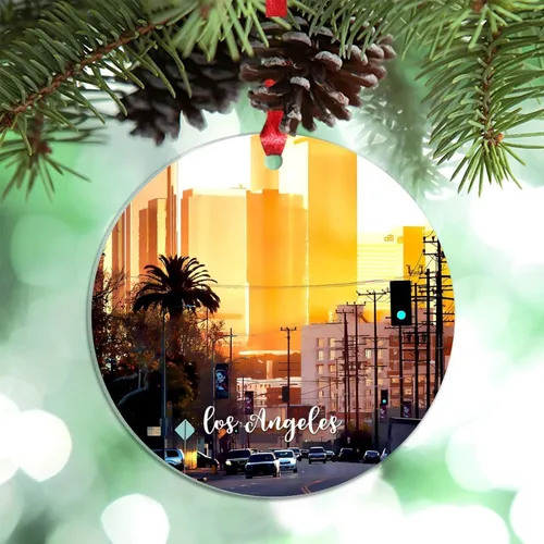 Miniatura 33 de Adornos de Navidad de California Estados Unidos, paisaje urbano de Los Ángeles, adornos de árbol de Navidad, adornos de Navidad personalizados