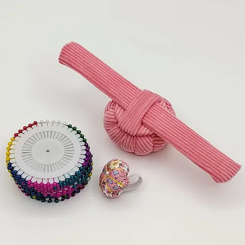 Miniatura 6 de Alfiletero elástico en forma de calabaza con anillo para la muñeca, almohadón para agujas de costura y manualidades DIY con 1 banda elástica