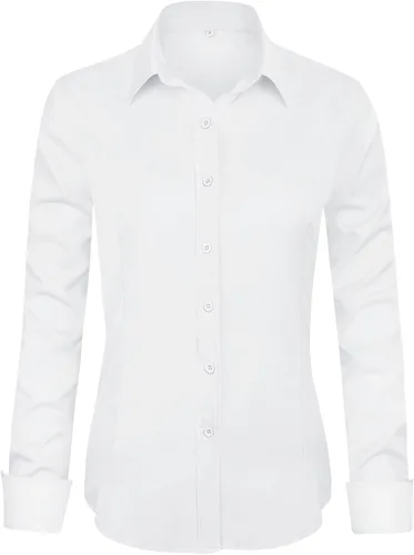 Lunira - Camisas de manga larga con botones para mujer, prendas de vestir formales de trabajo, tops clásicos de oficina para mujer