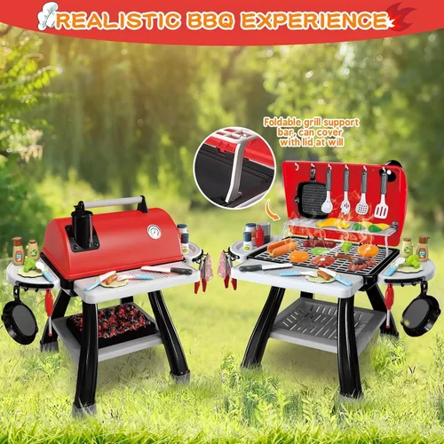 Miniatura 4 de Juguetes de Cocina de Juego para Niños, Parrilla BBQ de Cocina para Niños con Humo, Sonido y Luz, Juguetes de Comida de Juego Conjunto de Cocina