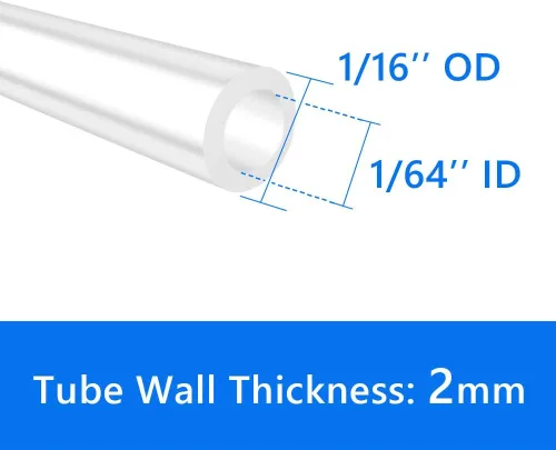Miniatura 2 de Quickun - Tubo de silicona, 1/64" de diámetro interno x 1/16" de diámetro externo, 8M/26.25 pies de longitud, transparente, grado alimentario, alta