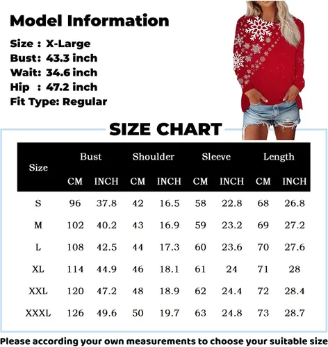Miniatura 5 de RMXEi Camisas de Navidad 2023 a la moda, camisas de cuello redondo para mujer, camisas de Navidad casuales elegantes y holgadas