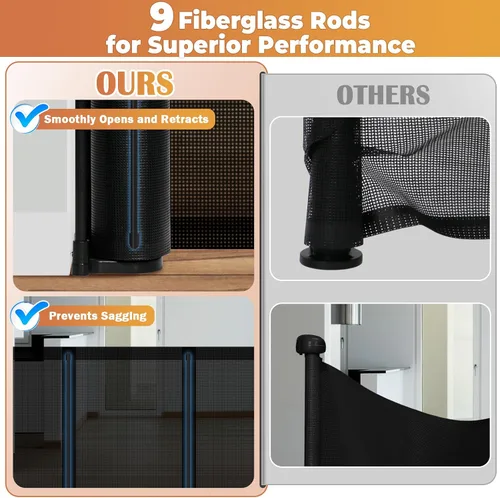 Miniatura 6 de Puertas retráctiles para bebés de 236 pulgadas, puerta para perros extra ancha, puerta de seguridad para niños y mascotas de 42 pulgadas de alto