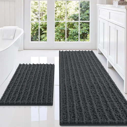 Miniatura 35 de Smiry Juego de 2 alfombras de baño, suaves y absorbentes, parte trasera de goma antideslizante, lavables a máquina, juego de alfombras de baño