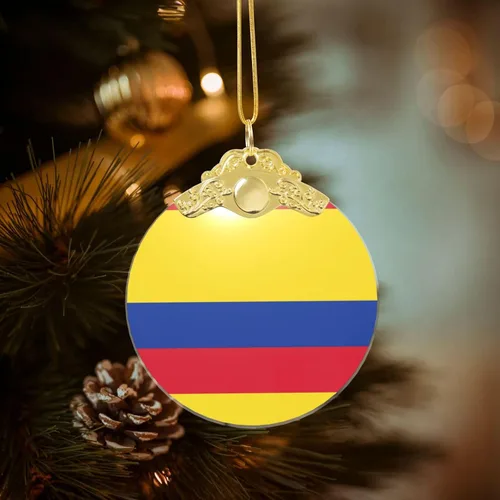 Miniatura 7 de Bandera de Colombia imprimir cristal redondo adorno de Navidad, colgante de cristal, decoración del árbol de Navidad o regalo