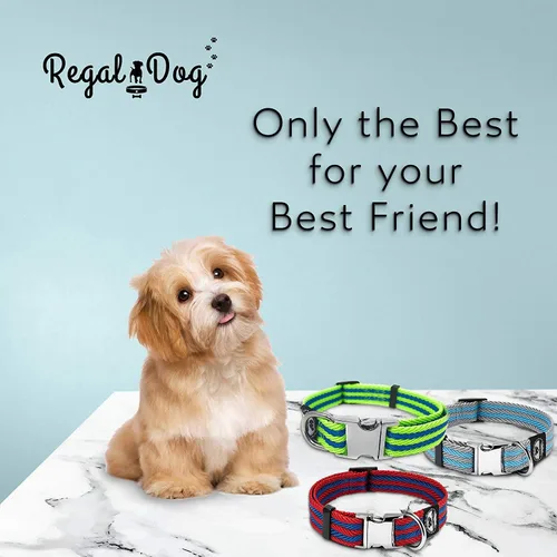 Miniatura 6 de Regal Dog Products Collar mediano para mascotas con hebilla grabada personalizada, collares de sarga duraderos para perros pequeños, collares
