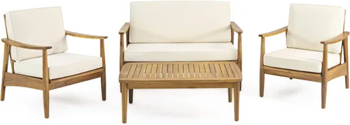 Miniatura 4 de Willowbrook Outdoor - Juego de 4 piezas para chat (madera de acacia, teca)