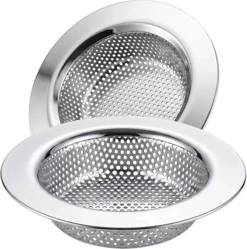 LASSHSWA - Colador de acero inoxidable para fregadero de cocina, colador de drenaje para fregaderos de cocina con borde ancho grande de 4.5 pulgadas