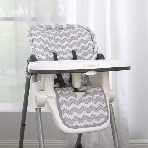 Miniatura 2 de Almohadilla para silla alta Chevron gris y blanco suave Cojín de repuesto fácil de instalar que se adapta a la mayoría de sillas altas de arnés