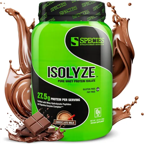 Miniatura 7 de Species Nutrition Isolyze - Proteína de suero en polvo, 100% aislado de suero de leche para construcción muscular, 0.71 oz de proteína por