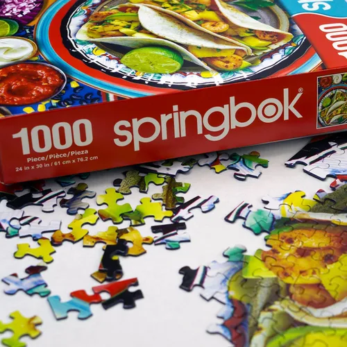 Miniatura 4 de Springbok Taco Table - Rompecabezas de 1000 piezas para adultos, tema de fiesta de tacos del Cinco de Mayo, ideal para noches de juego, tamaño Mesa