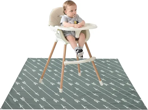 Joyo roy Tapete de 53.1 x 55.1 in para bebé, tapete impermeable para silla alta, tapete de juego para niños pequeños, manteles individuales para