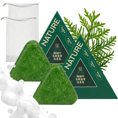 Miniatura 8 de NovaCharm 1 paquete Nature Seven Green Soap Shampoo Bar-Hair Strengthening Nature Triangle Shampoo Bar para adultos Usman Grass Sampoo-Para todo