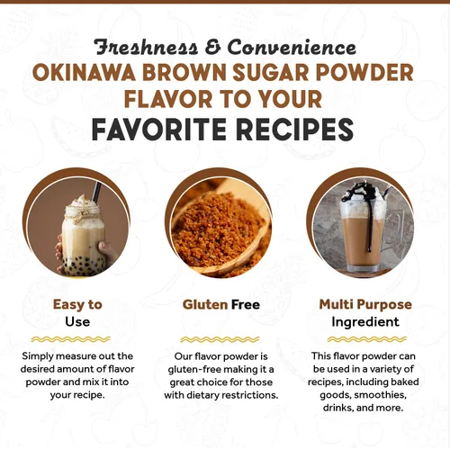 Miniatura 3 de Fanale Té en polvo con leche de azúcar morena Okinawa prémium Polvo saborizante de té de burbujas, perfecto para hornear, batidos y bebidas, 2.2