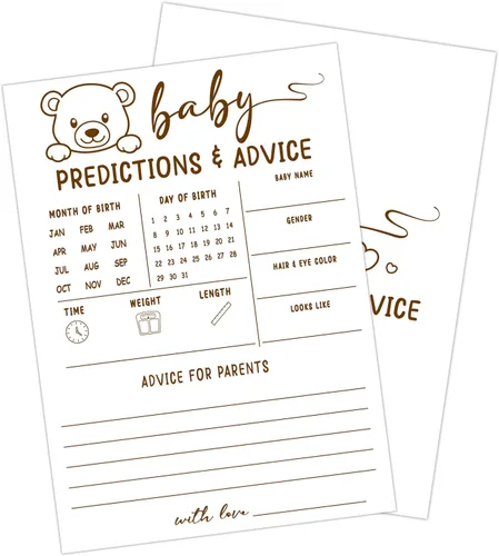 Miniatura 14 de 30 PCS Tarjetas de Predicciones y Consejos de Bebé Oso, Juego de Baby Shower para Niño Niña, Neutral de Género Fiesta de Revelación de Género