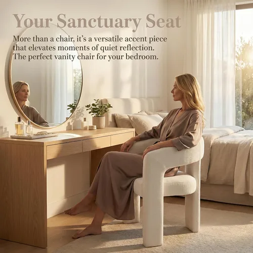 Miniatura 4 de Hyfirm Sillas de Comedor Modernas Tipo Barril Juego de 1, Cómoda Silla de Comedor de Acento Tapizada en Chenilla con Brazo para Cocina Sala de Estar