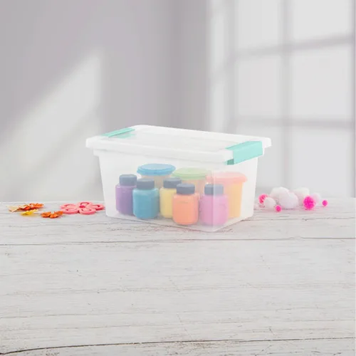 Miniatura 8 de Sterilite Paquete de 8 cajas de clip, contenedores apilables de plástico transparente con tapas de cierre, tamaño mediano, suministros de escritura