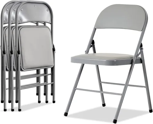 Miniatura 10 de Karl home Paquete de 12 sillas plegables blancas con asientos acolchados para exteriores e interiores, asiento comercial apilable portátil con marco