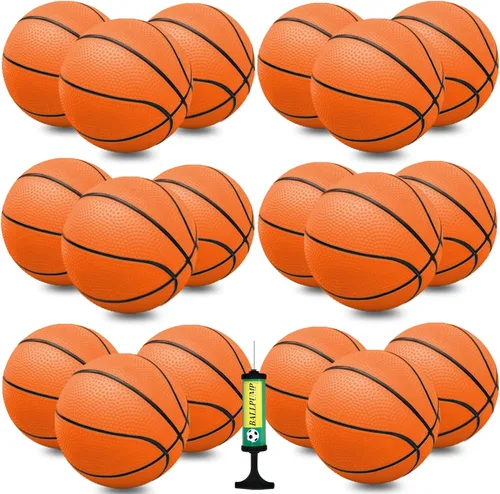 Miniatura 10 de Oleitodh Juego de 18 mini pelotas de baloncesto de 5 pulgadas, juego de pelotas de baloncesto pequeñas de PVC para juegos de aro sobre la puerta