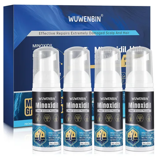 Crecimiento del cabello de minoxidil al 5% con biotina: minoxidil para hombres y mujeres, el crecimiento del cabello apoya la barba y el cabello más