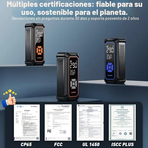 Miniatura 13 de OlarHike Compresor de aire portátil para inflado de neumáticos, inflado rápido, doble potencia, 6000 mAh y 12 V CC, bomba de aire inalámbrica