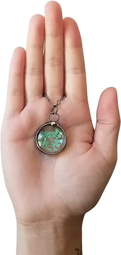 Miniatura 30 de Queen Anne's - Collar de encaje con colgante de flor prensada real en cristal hecho a mano, joyería de flores silvestres, collares de encaje