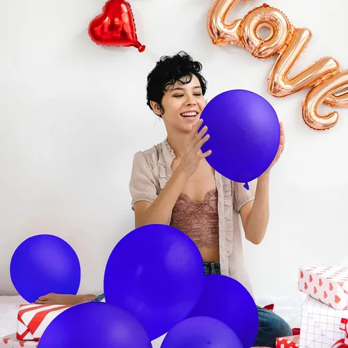Miniatura 5 de EMART 100 globos azul rey de 12 pulgadas con cinta, látex de calidad helio para cumpleaños, boda, baby shower, graduación, decoración de Navidad