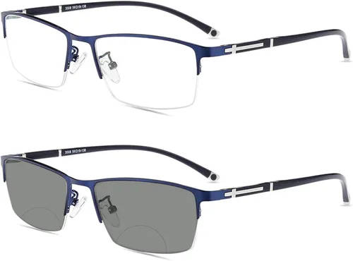 Miniatura 8 de Gafas de lectura fotocrómicas de transición bifocal, gafas de lectura vintage con estilo cuadrado de marco de metal para hombres y mujeres cuadrado