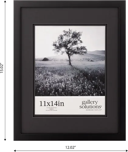 Miniatura 7 de Gallery Solutions - Marco de pared de madera negra de 14 x 18 pulgadas - Calidad premium - Soporte de pared rectangular - Diseño clásico para fotos