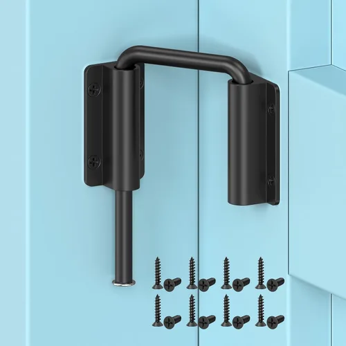 Cerradura de puerta corredera con asa mejorada, cerradura multi-ángulo en forma de U de 2.38" para puerta de granero corredera de 90/180 grados,
