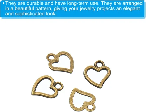 Miniatura 5 de PATIKIL 100 piezas de dije de corazón mini círculo de corazón colgante de metal a granel para hacer joyas, pulseras, aretes, collar