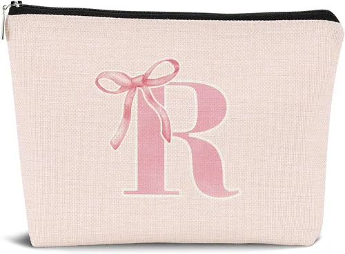 Miniatura 21 de Coquette - Bolsa de maquillaje con lazo, inicial K, regalos personalizados para chicas adolescentes, regalos con monograma lindos y modernos preppy