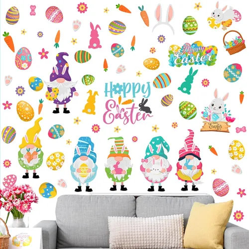 Miniatura 9 de Glenmal 6 calcomanías de pared de Pascua de 11.42 x 8.27 pulgadas, calcomanías de pared religiosas grandes de color negro, decoración de pared