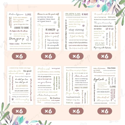 Miniatura 6 de Fainne 48 hojas de calcomanías inspiradoras para planificar, palabras motivacionales, accesorios para diario, letras simples y ordenadas escritas a