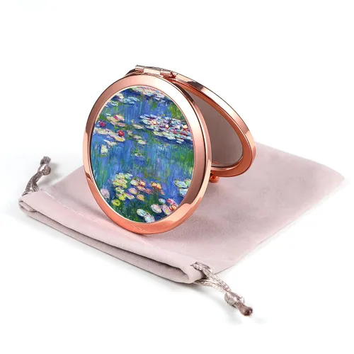 Miniatura 23 de Espejo Compacto Oro Rosa Espejo de Maquillaje Mini Espejo de Bolsillo Plegable Espejo de Mano Portátil de Doble Cara 2x 1x Aumento para Mujeres