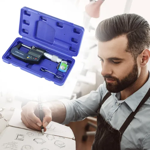 Miniatura 8 de QWORK Micrómetro exterior digital con punta de carburo, rango de medición de 0-1 pulgada / 0.000-0.984 in, alta precisión ± 0.000 in, pantalla LCD