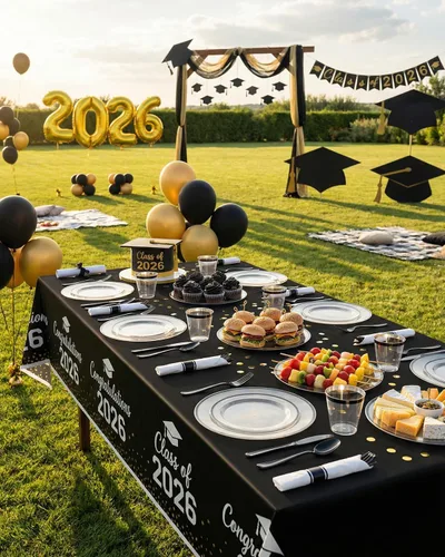 Miniatura 3 de BESTSTAR Juego de 350 platos desechables transparentes y negros para 50 invitados, 100 platos de plástico, 50 vasos de plástico, 50 servilletas