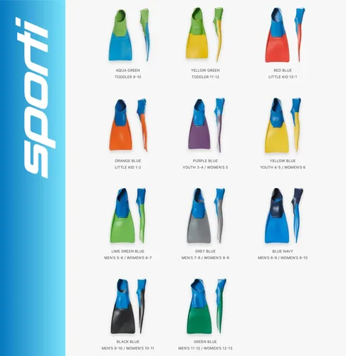 Miniatura 8 de Sporti Aletas de natación para adultos y niños para natación en piscina - Aletas flotantes largas para natación y snorkel - Aletas de natación