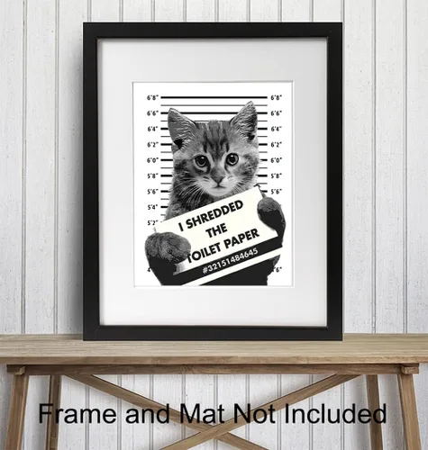 Miniatura 3 de Divertida decoración de pared de baño de gato, póster de decoración del hogar de 8 x 10 pulgadas, para baño, baño de invitados, tocador, regalo