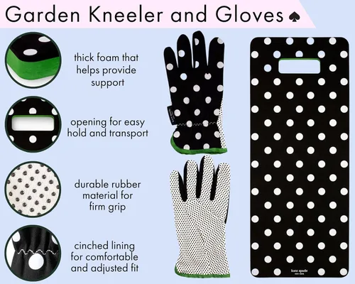 Miniatura 8 de Kate Spade New York Guantes de jardín y de jardinería para mujer, bonito juego de herramientas de jardín con almohadilla gruesa para rodillas