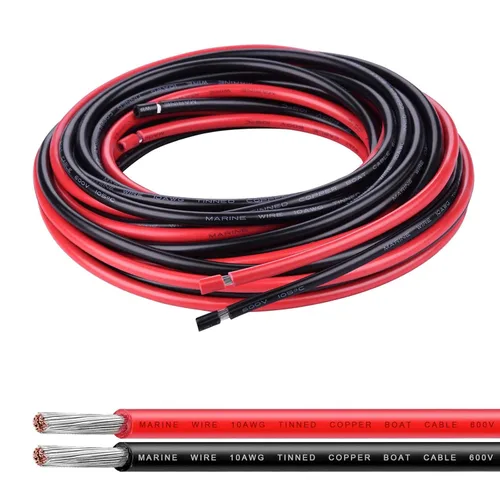Miniatura 13 de Cable de calibre 6, iGreely 10 pies negro y 10 pies rojo 6 AWG cable eléctrico de cobre estañado, 2 cables aislados de un solo conductor trenzado