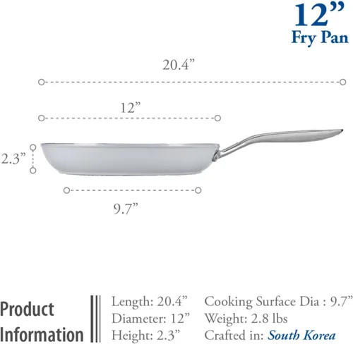 Miniatura 5 de TECHEF - CeraTerra - Sartén antiadherente de cerámica (sin PTFE, PFAS ni PFOA), apta para lavavajillas, mango de acero inoxidable, lista