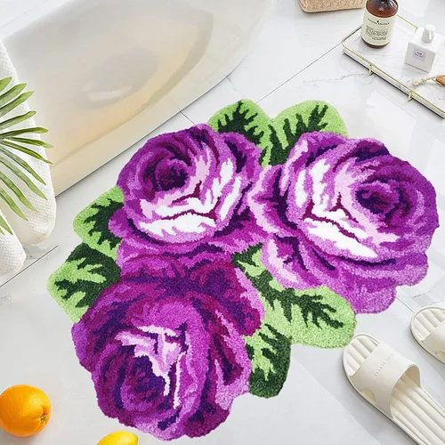 Miniatura 10 de UKELER Alfombras de baño con rosas rojas para baño, antideslizantes, absorbentes, alfombras de cocina, peludas, suaves, para dormitorio de niñas